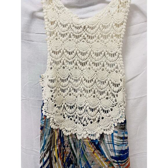 YA Los Angeles Maxi Dress Boho Artistic Print Crochet Flowy Hippie Festival Y2K - Picture 7 of 11